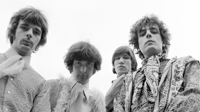 Pink Floyd's erster Photo-Shoot: Richard Wright, Nick Mason, Roger Waters und Syd Barrett (v.l.) 1967 im Ruskin Park, London