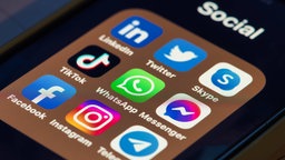 Die Icons verschiedener Social-Media-Apps werden auf einem Handybildschirm angezeigt