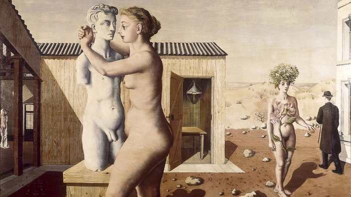 Ausschnitt aus dem Gemälde "Pygmalion" von Paul Delvaux (1939)