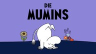 Podcastcover "Die Mumins". Mumin macht einen Handstand vor einer violetten Wand.