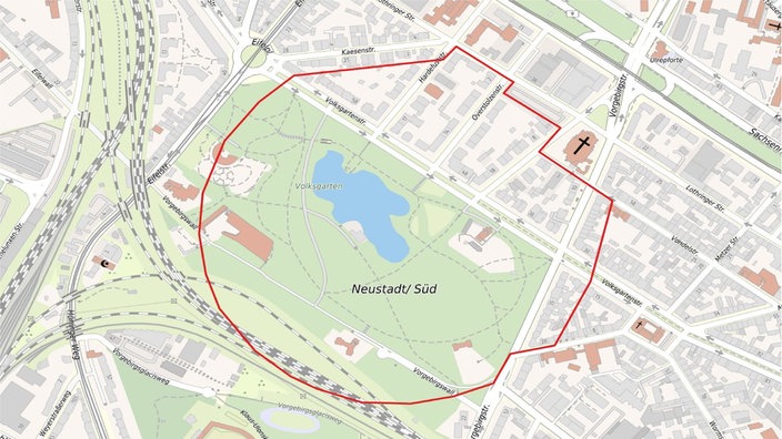 Die Urbane Karte hat einen roten Radius eingezeichnet