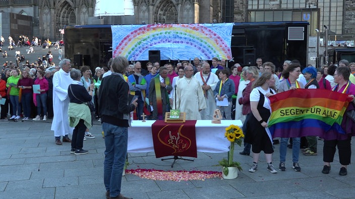 Protestaktion am Kölner Dom