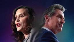 Gretchen Whitmer und Gavin Newsom (Montage)