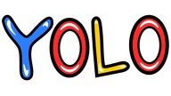 Das Wort Yolo (Abkürzung für: "You Only Live Once") in bunten Buchstaben