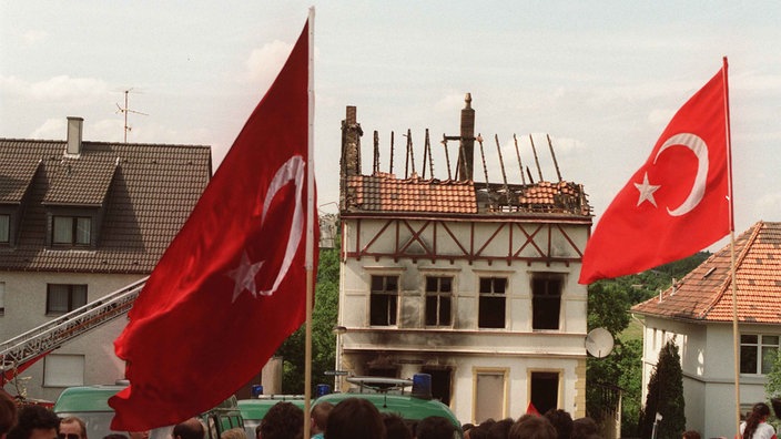 Ruine nach dem Brandanschlag in Solingen 1993.