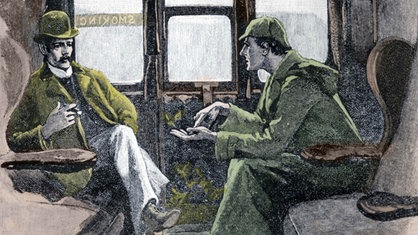 Dr. Watson und Sherlock Holmes im Zug, Illustration von Sidney E Paget, 1901; Rechte: WDR/pa/dpa/Imagestate/Stapleton