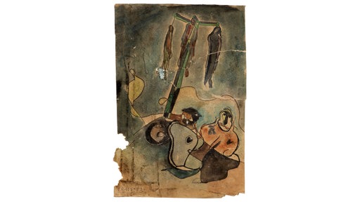 Aquarell: "Drei Gehängte" von Ernst Walsken, 1933. 