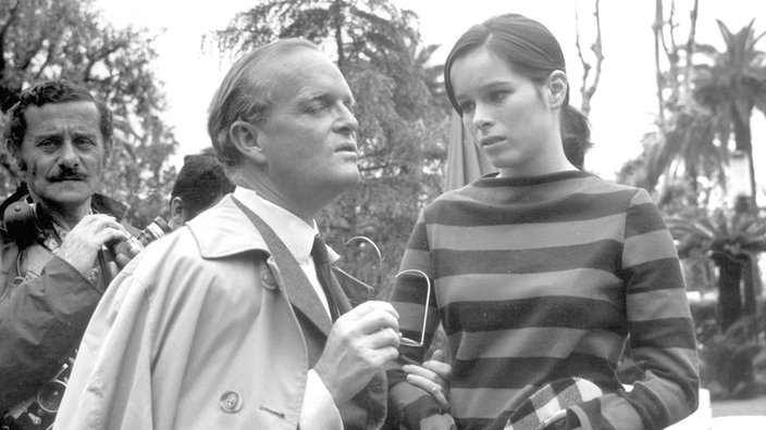 Truman Capote mit der Schauspielerin Geraldine Chaplin 1968 bei den Filmfestspielen in Cannes