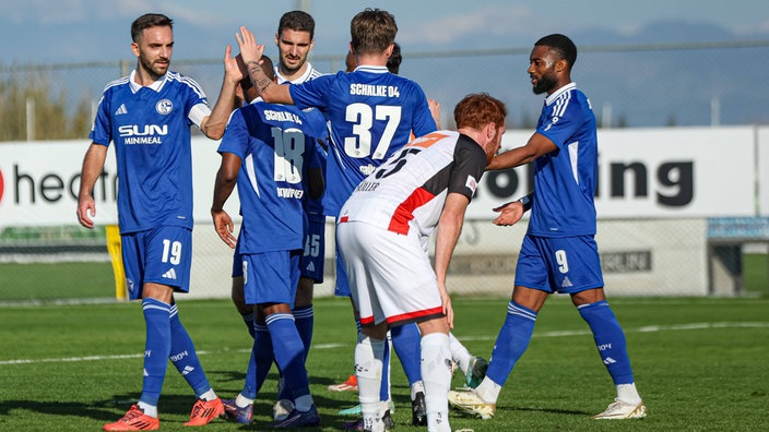 Schallke bejubelt einen Treffer im Testspiel gegen den FC Arau