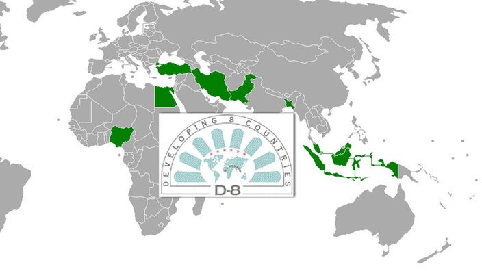 Länderkarte: Türkei, Ägypten, Indonesien, Iran, Malaysia, Nigeria, Pakistan, Bangladesch