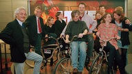 1LIVE Team 1997 v.l.: Thomas Roth, Gerald Baars, Jessica Grether, Sandra Kölker, Petra Brandl, Mike Litt, Alexandra Wostrak, Andreas Neuhaus, Stephanie Ullmann, Alexander Walbeck und Anna Brandt