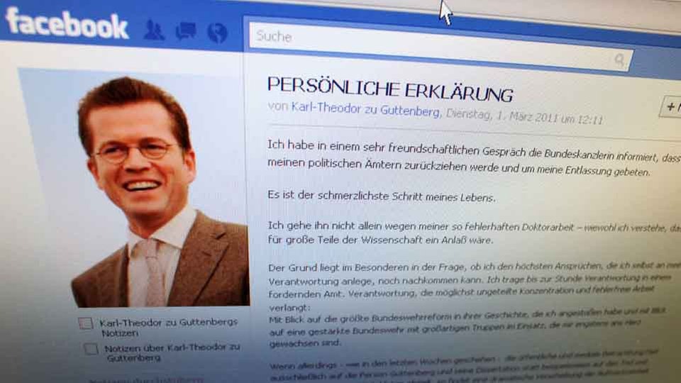 Ex-Minister Karl-Theodor zu Guttenberg bei Facebook