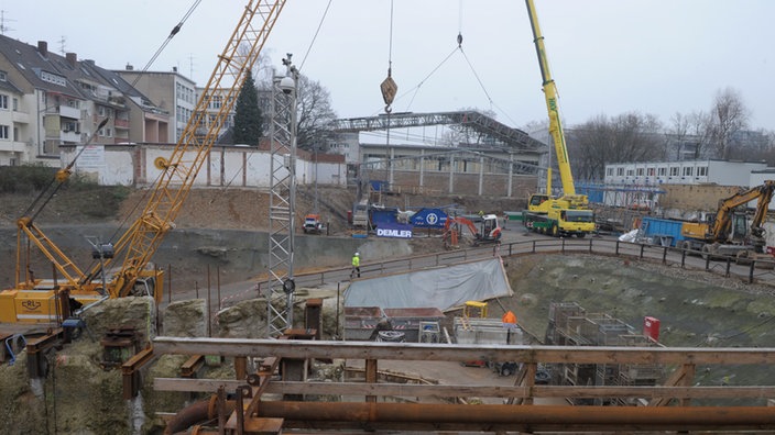 Bauarbeiten an der Einsturzstelle des Kölner Stadtarchivs