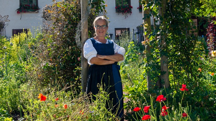 Blick auf das Haus und den Garten von Walburga Schillinger.