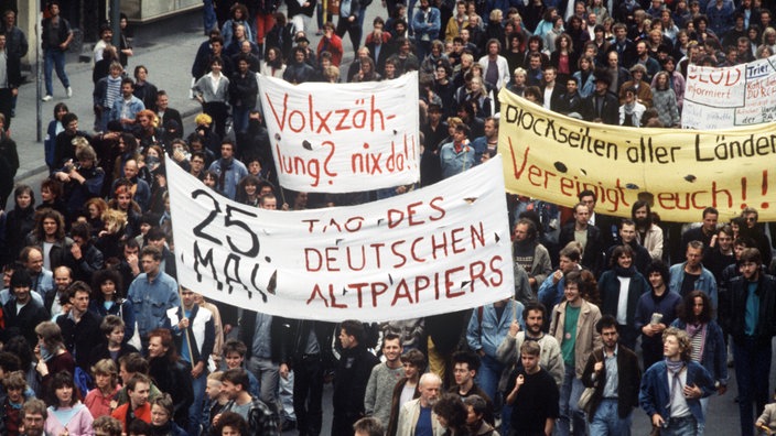 Demonstration, Plakate gegen die Volkszählung