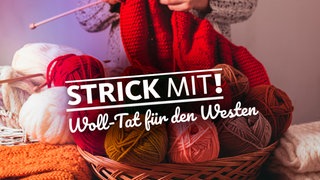 Logo für Strickaktion mit bunten Wollknäulen