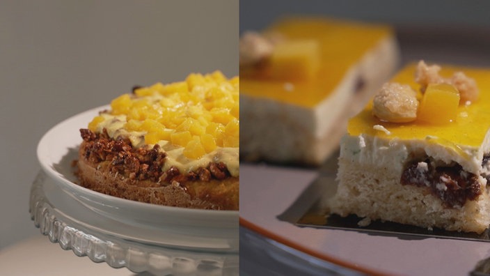 Cashew-Mango-Kuchen vs. Mango-Gewürz-Schnitte