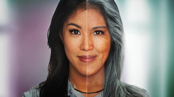 Montage: Split Screen – Mai Thi Nguyen-Kim links jung, rechts gealtert