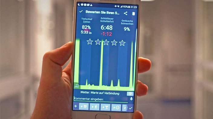 Smartphone mit Schlaf-App