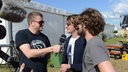 Porky von Deichkind im Interview mit Madsen beim Highfield Festival 2016