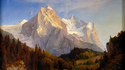 Das Gemälde "Das Wetterhorn" von Johann Wilhelm Schirmer zeigt eine schweizer Berglandschaft