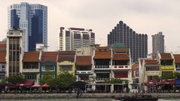 Skyline am Fluss in Singapur, 2008