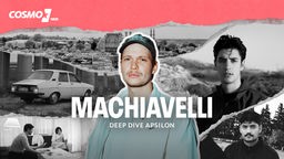 Machiavelli - Deep Dive Apsilon: Haut wie Pelz; Jan Kawelke vor einer Collage mit Bildern von Apsilon