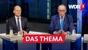 Bundeskanzler Olaf Scholz neben CDU-Chef Friedrich Merz in der Berliner Runde am Wahlabend (23.02.2025)