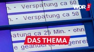 Anzeige mit Verspätungen auf einem Bahnhof