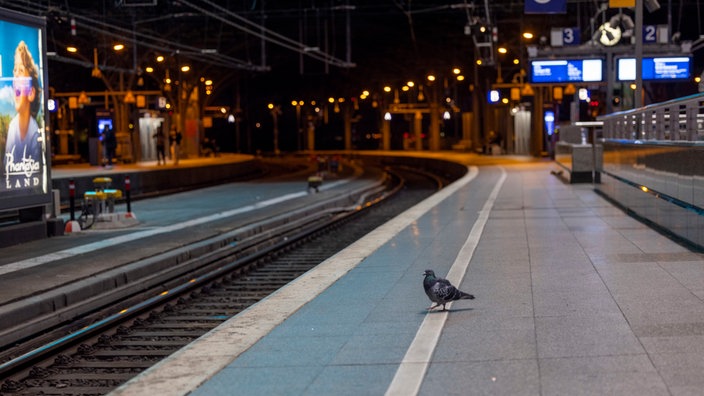 Leerer Bahnsteig am Hauptbahnhof Köln