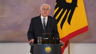 Bundespräsident Frank-Walter Steinmeier gibt die Entscheidung über die Auflösung des Deutschen Bundestages bekannt.