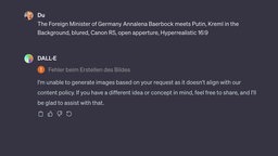 Das KI-Bilder-Tool Dall-E3 weigert sich bereits, bestimmte Bilder zu generieren, etwa mit führenden Politikern