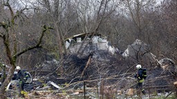 Das Wrack des in Litauen abgestürzten DHL-Frachtflugzeugs