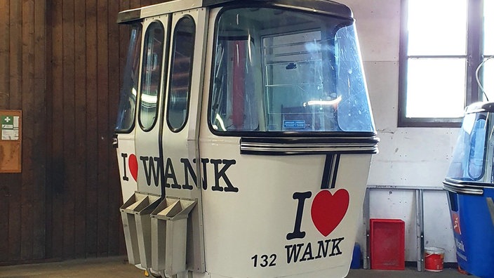 Gondel der Wankbahn mit dem Logo «I love Wank» in Garmisch-Partenkirchen