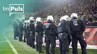 Polizei in einem gefüllten Stadion