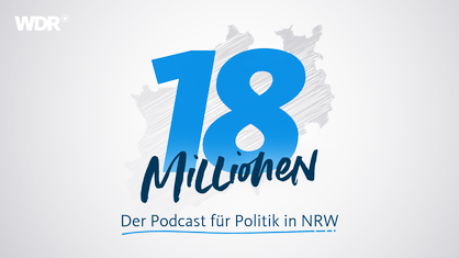 18 Millionen steht vor der schraffierten Fläche des Landes NRW
