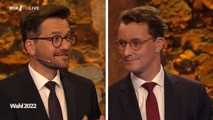 Thomas Kutschaty (links) und Hendrik Wüst (rechts) beim TV-Duell