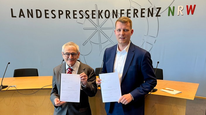 Parteienrechtler Professor Martin Morlok (l.) und Henning Höne, Vorsitzender der NRW-FDP, bei der LPK