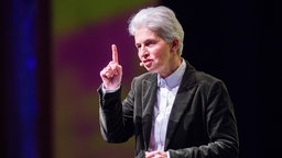 Marie-Agnes Strack-Zimmermann hält beim Neujahrsempfang der FDP in Düsseldorf eine Rede.