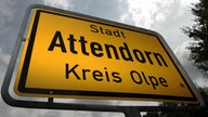 Ein Ortsschild der Stadt Attendorn im Kreis Olpe