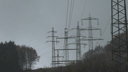 Das Bild zeigt eine Hochspannungsstraße mit Hochspannungsleitungen. 