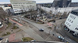 Die Kreuzung am Rüttenscheider Straße in Essen von oben