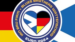 Zu sehen ist ein Logo der beiden Fanclubs in den deutschen und schottischen Nationalfarben