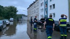 Geflutete Straßen in Tinenkamp in Gelsenkirchen