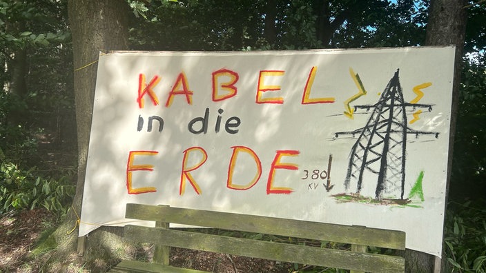 Schild mit Schrift "Kabel in die Erde"