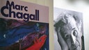 Kunstdruck mit "Marc Chagall" als Überschrift, im Hintergrund ein Bild des Künstlers