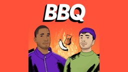 In einer Zeichnung sind die beiden Hosts zu sehen. Dazu der Schriftzug BBQ. 