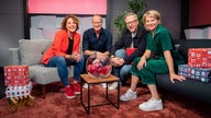 Das Moderationsteam des WDR 2 Weihnachtswunders: Steffi Neu, Thomas Bug, Jan Malte Andresen und Sabine Heinrich