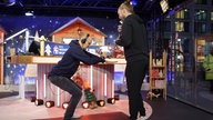 Frühsport beim WDR 2 Weihnachtswunder: Thomas Bug und Trainer Arne Greskowiak