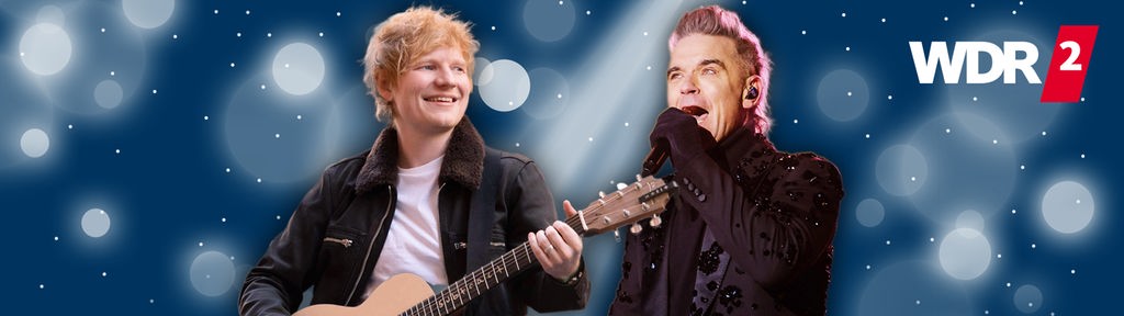 Ed Sheeran (l) und Robbie Williams bei Konzertauftritten (Collage)